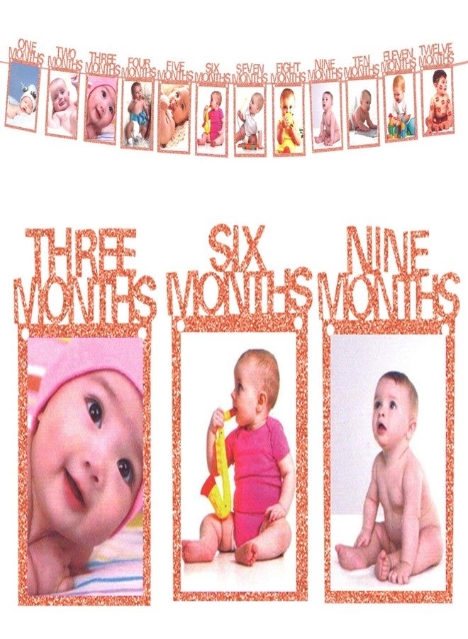 AMFIN ® Babies Photo Banner Frame (12 Months, Rose Gold) - Image 1
